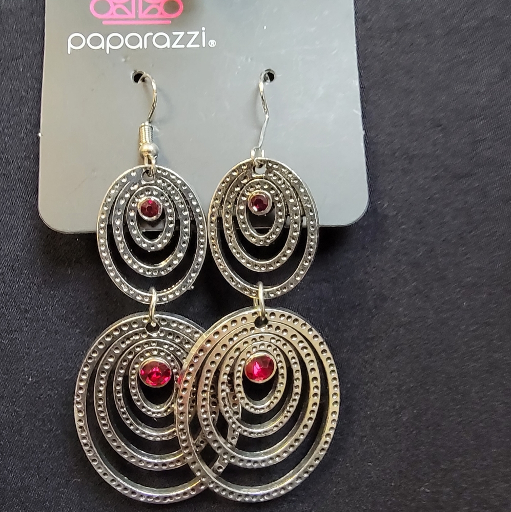 NWT Paparazzi - "Comic Twirl" - Red Earrings